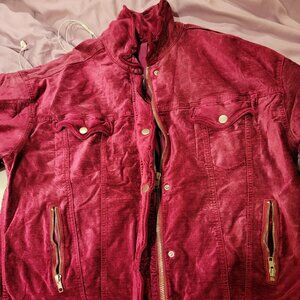 Free People Velvet Magenta Trucker Jacket M/L New